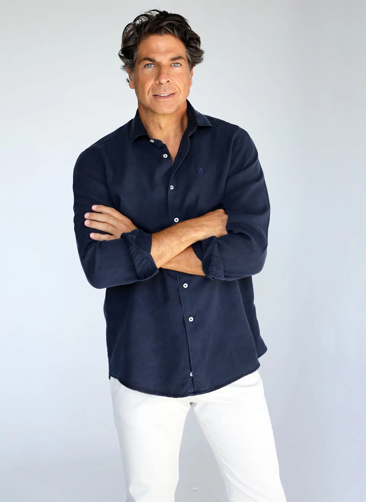 Camisa Azul Tencel Hombre