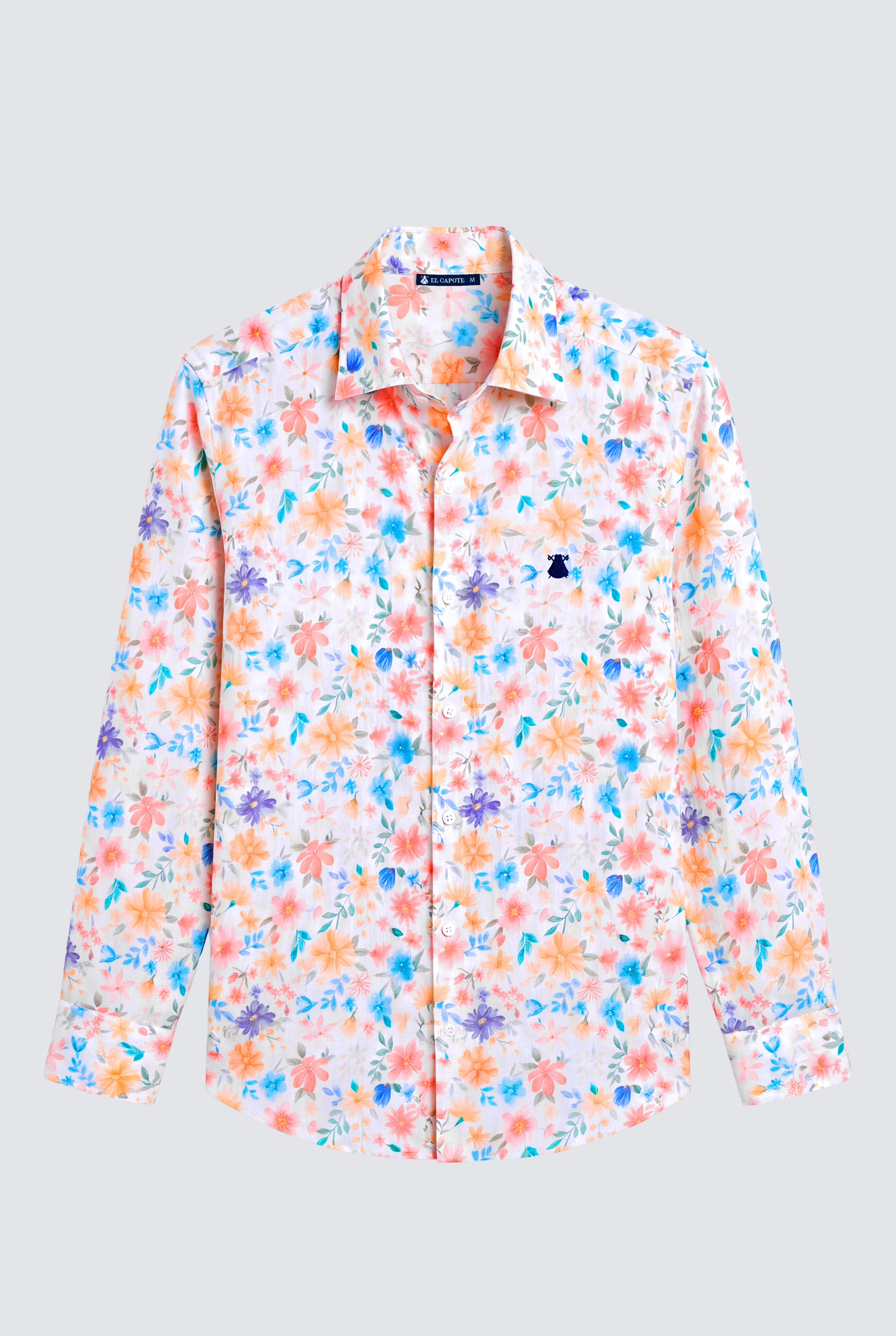 Camisa Blanca Flores Multicolor Hombre - Image 3