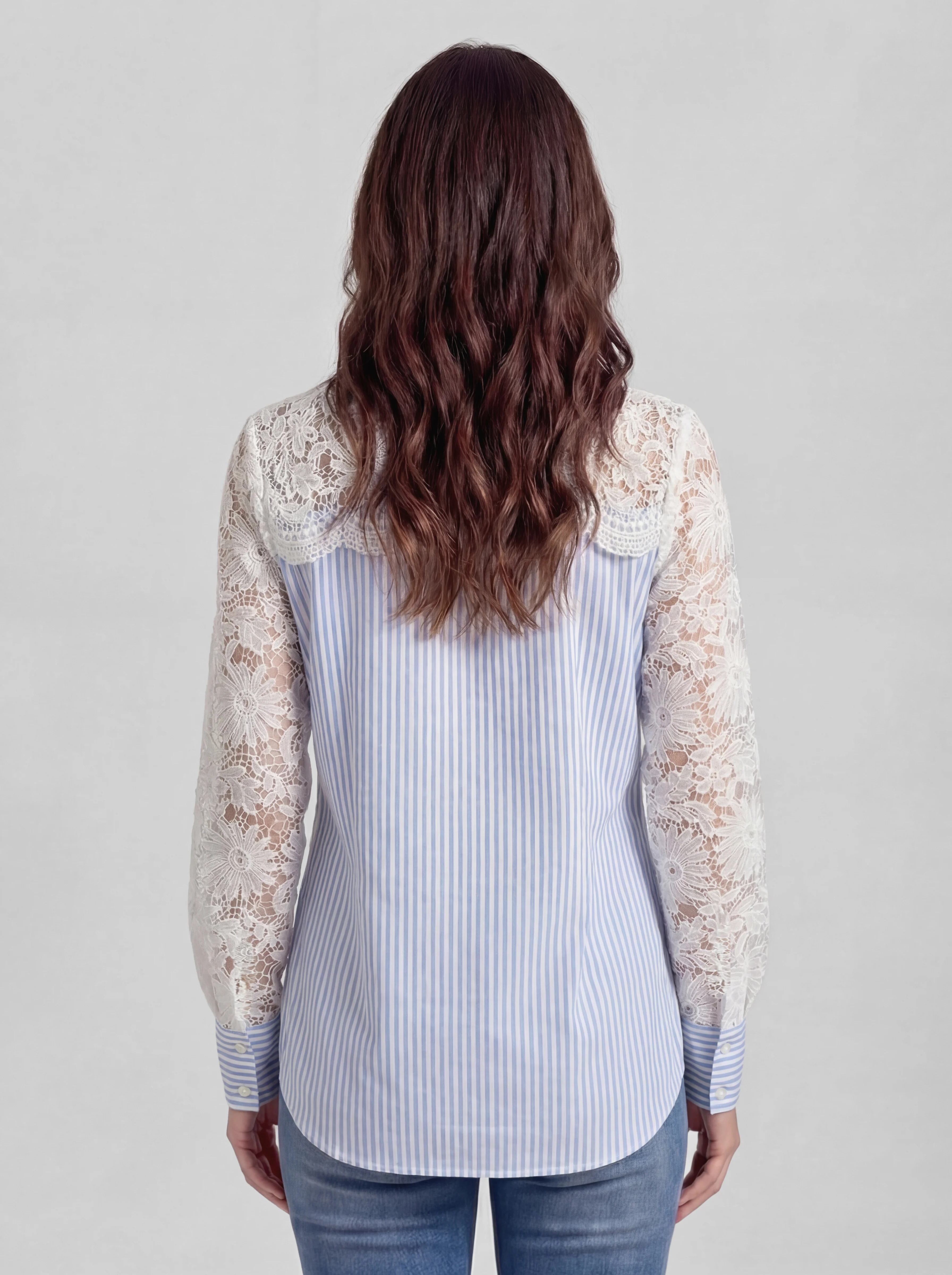 Camisa Rayas Guipur Mujer - Image 3