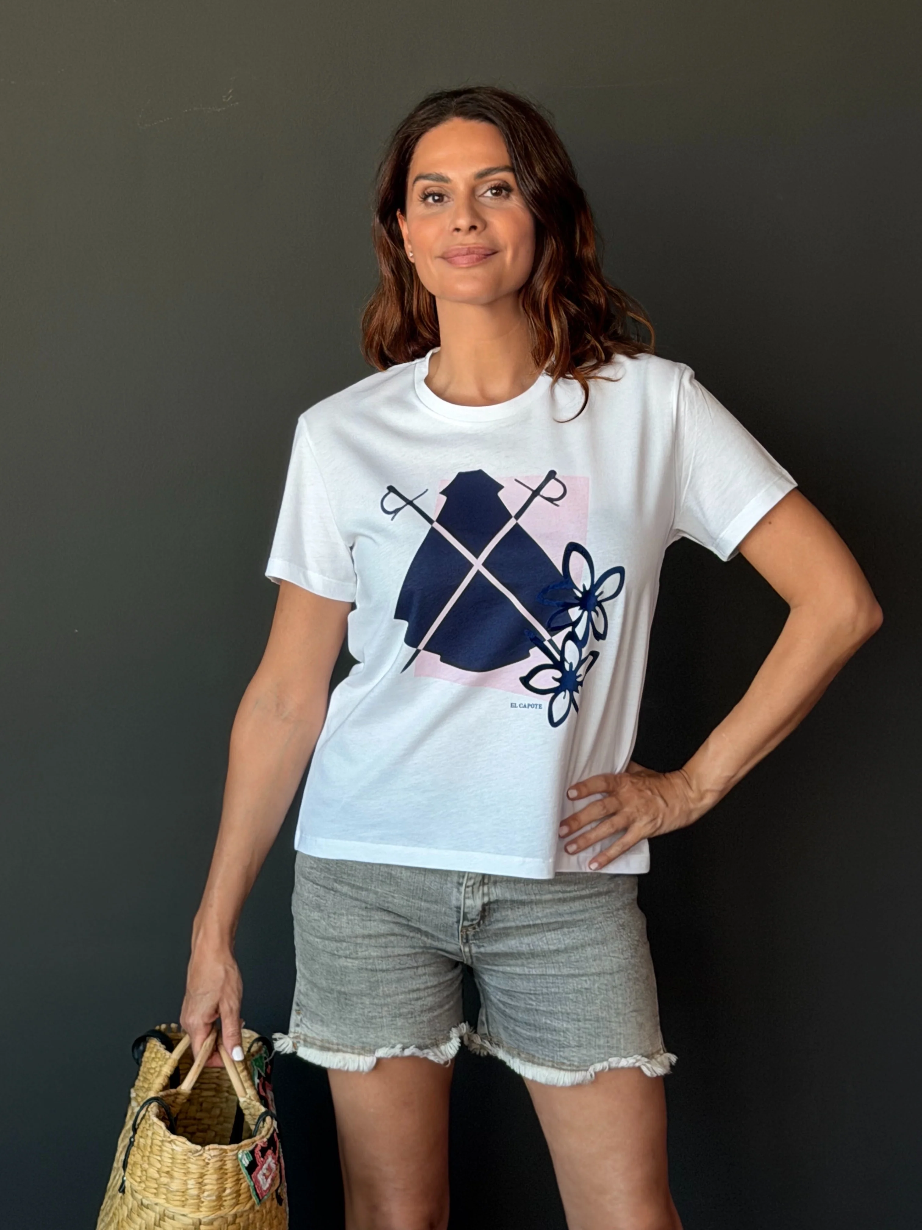 Camiseta Blanca Abstracta Mujer