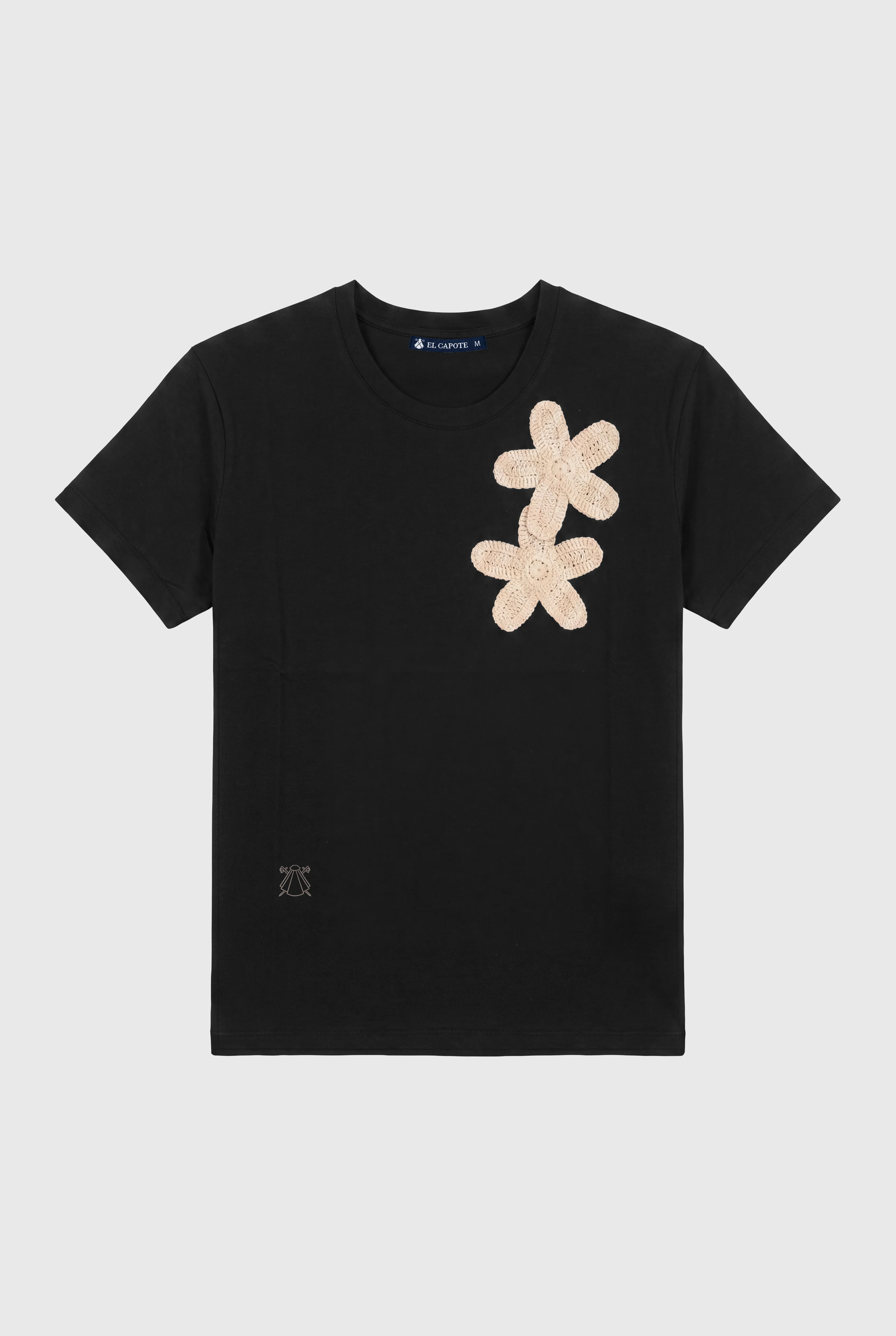 Camiseta Negra Crochet Mujer - Image 4