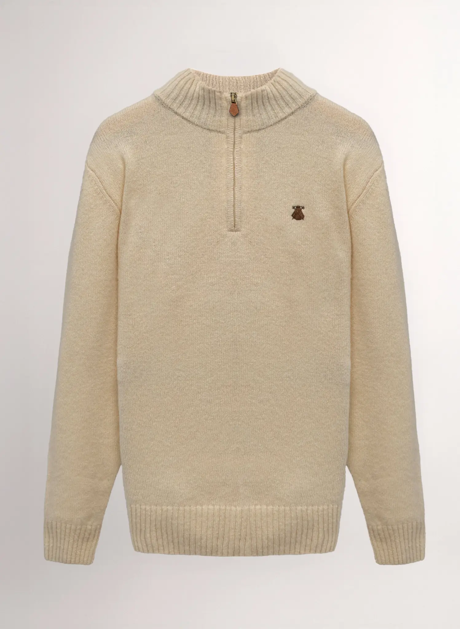 Jersey Beige Lambswool Cuello Cremallera Hombre - Image 2