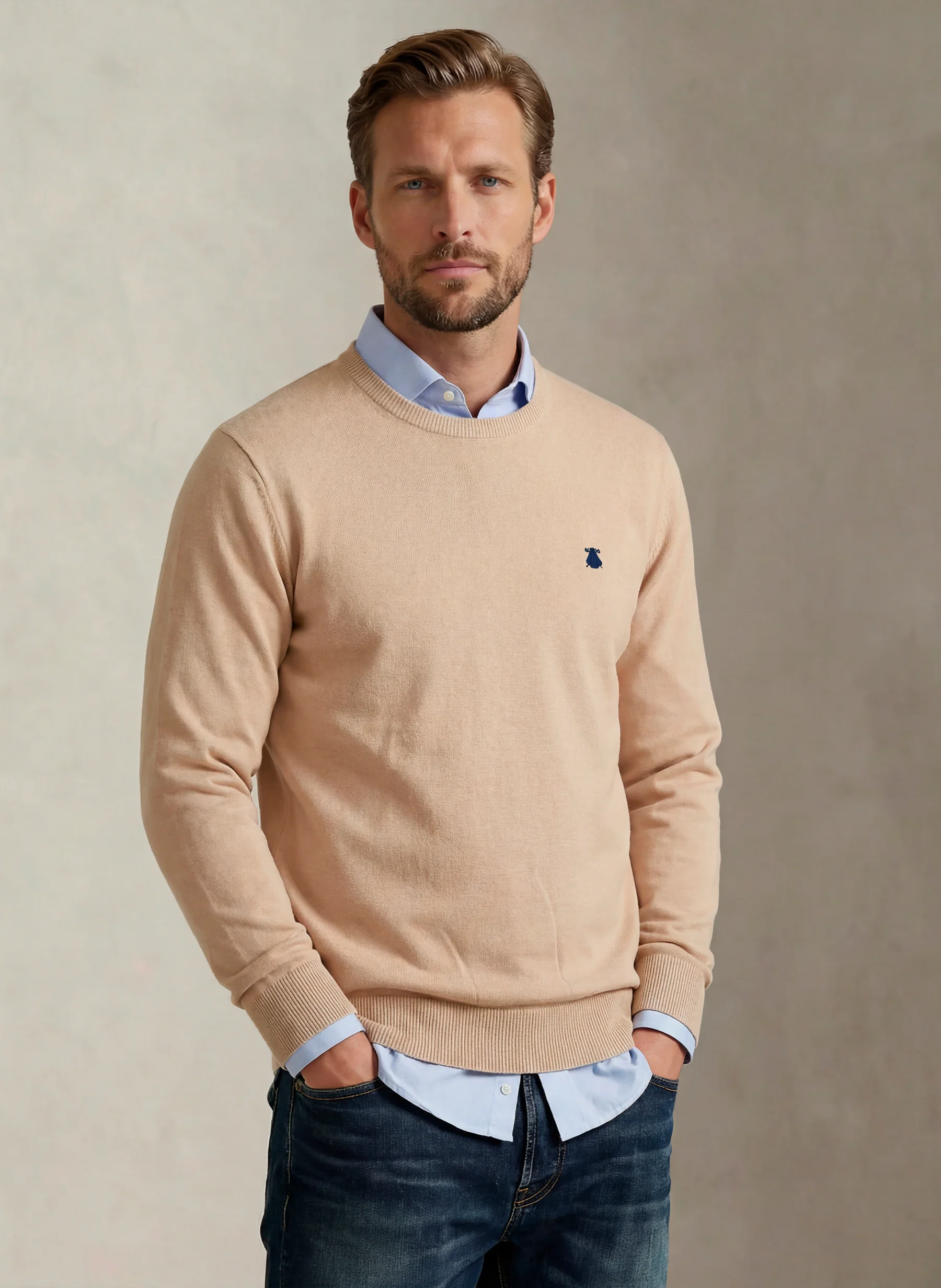 Jersey Cuello Caja Blanco Roto Hombre