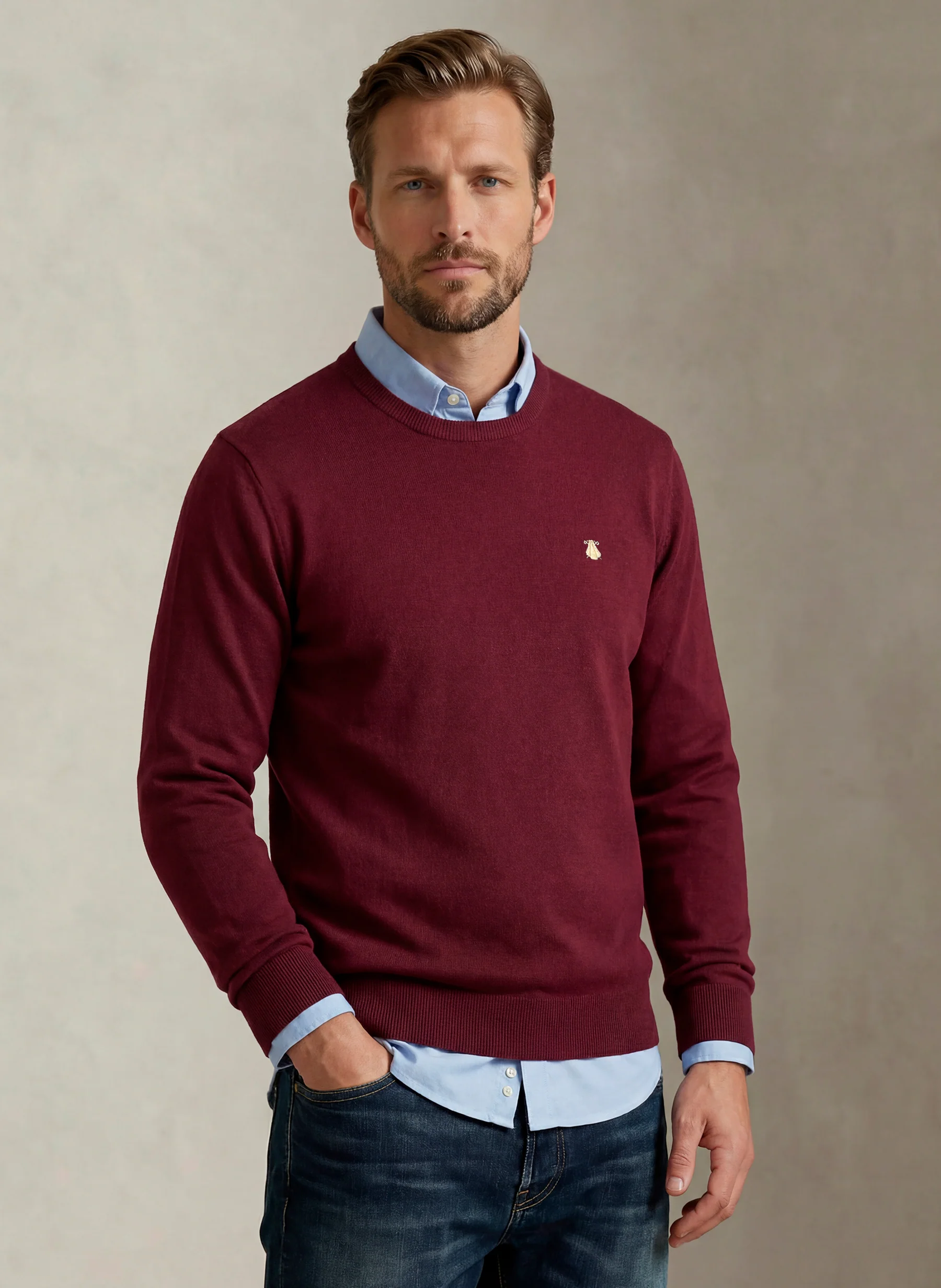 Jersey Cuello Caja Burdeos Hombre