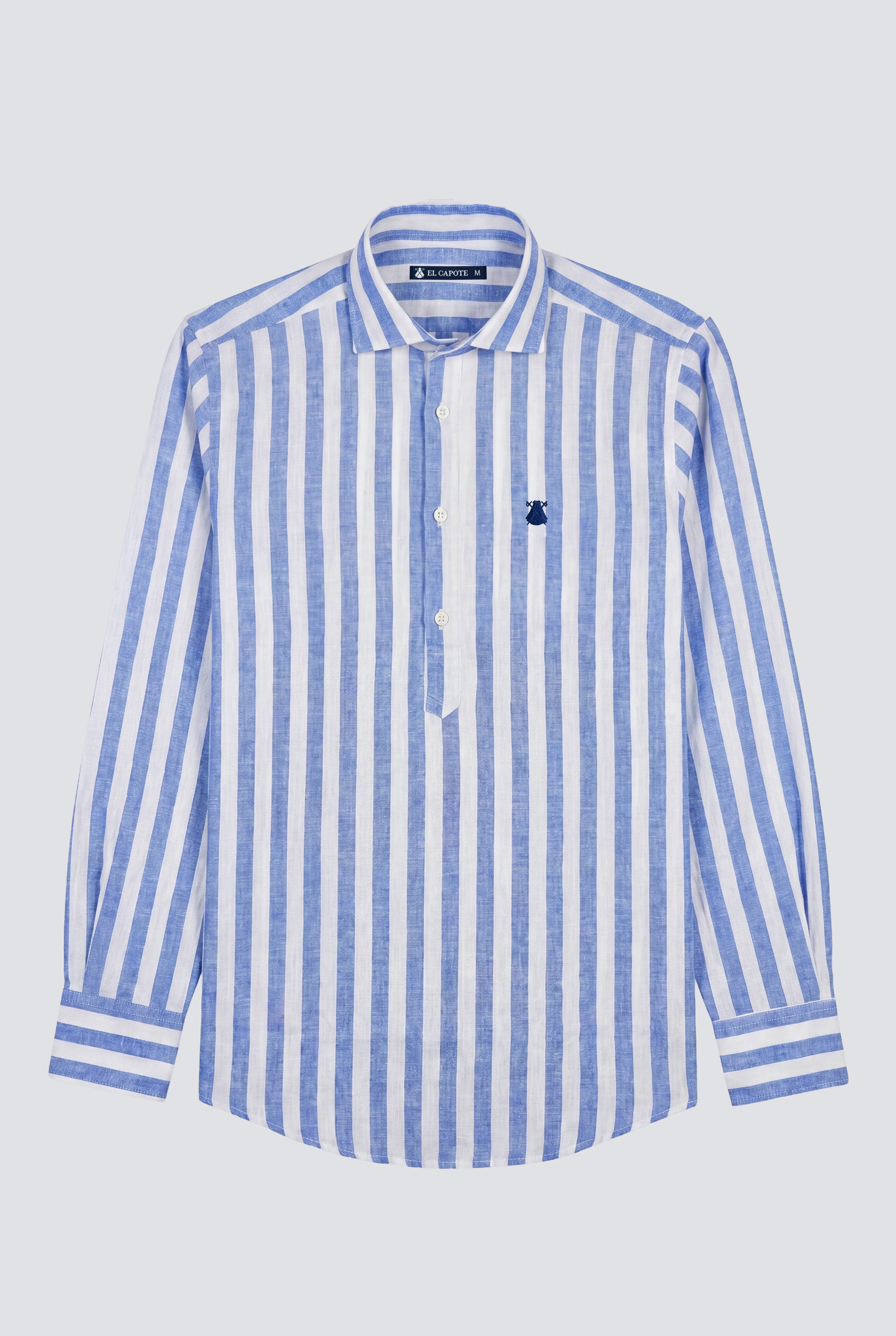 Polera Raya Ancha Azul Lino Hombre - Image 5
