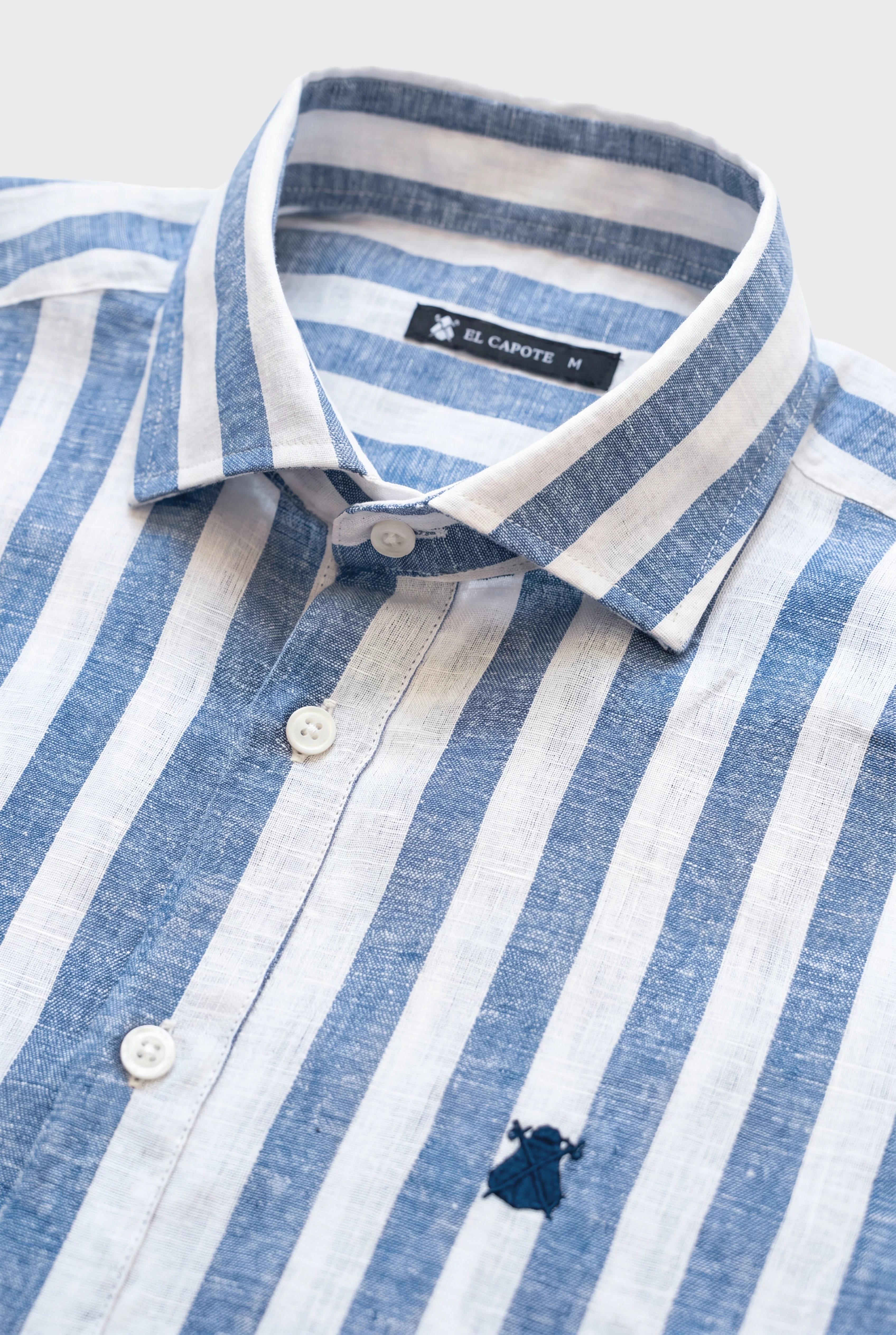 Polera Raya Ancha Azul Lino Hombre - Image 8