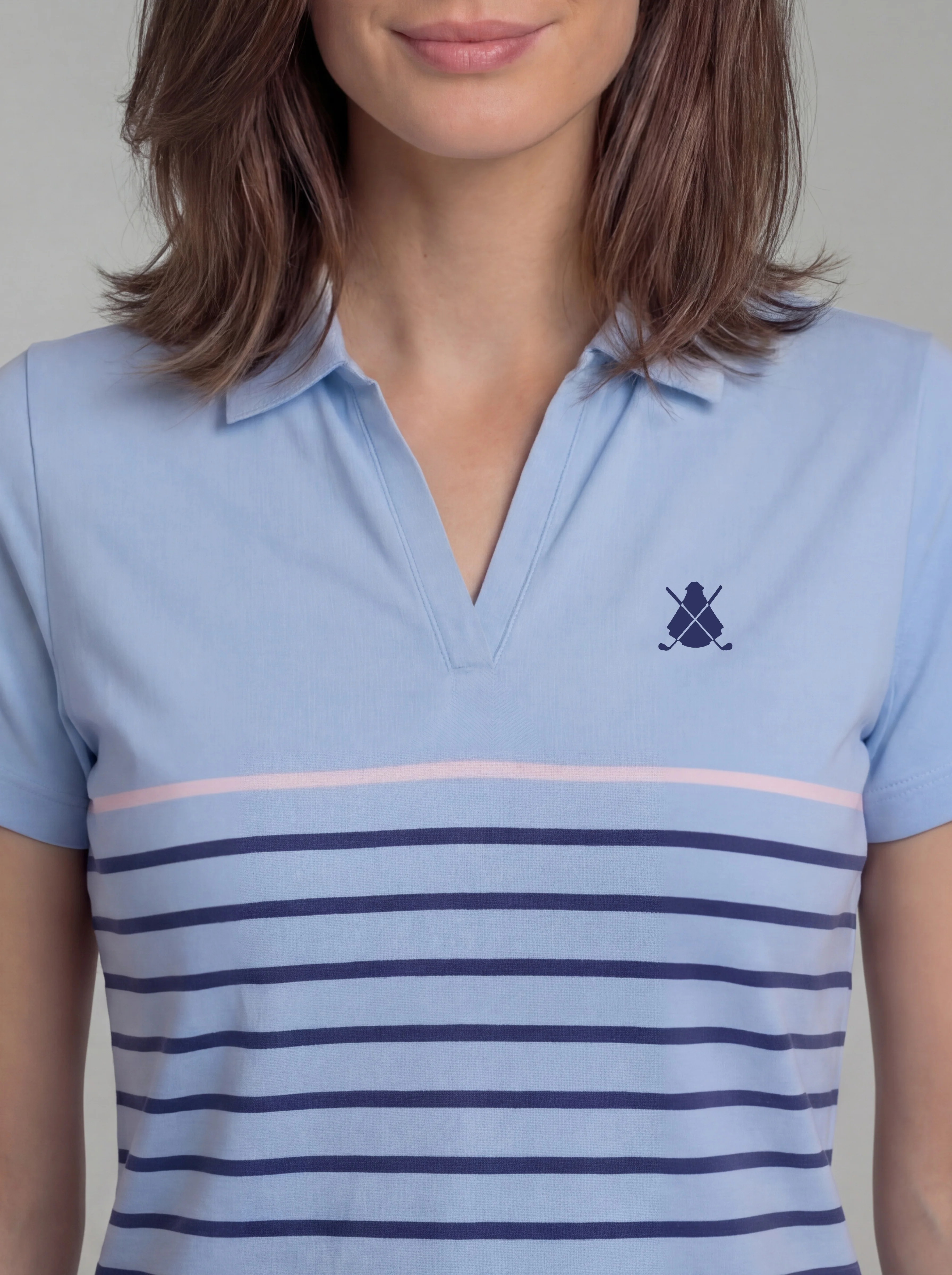 Polo Celeste Rayas Ultraligero Mujer - Image 3