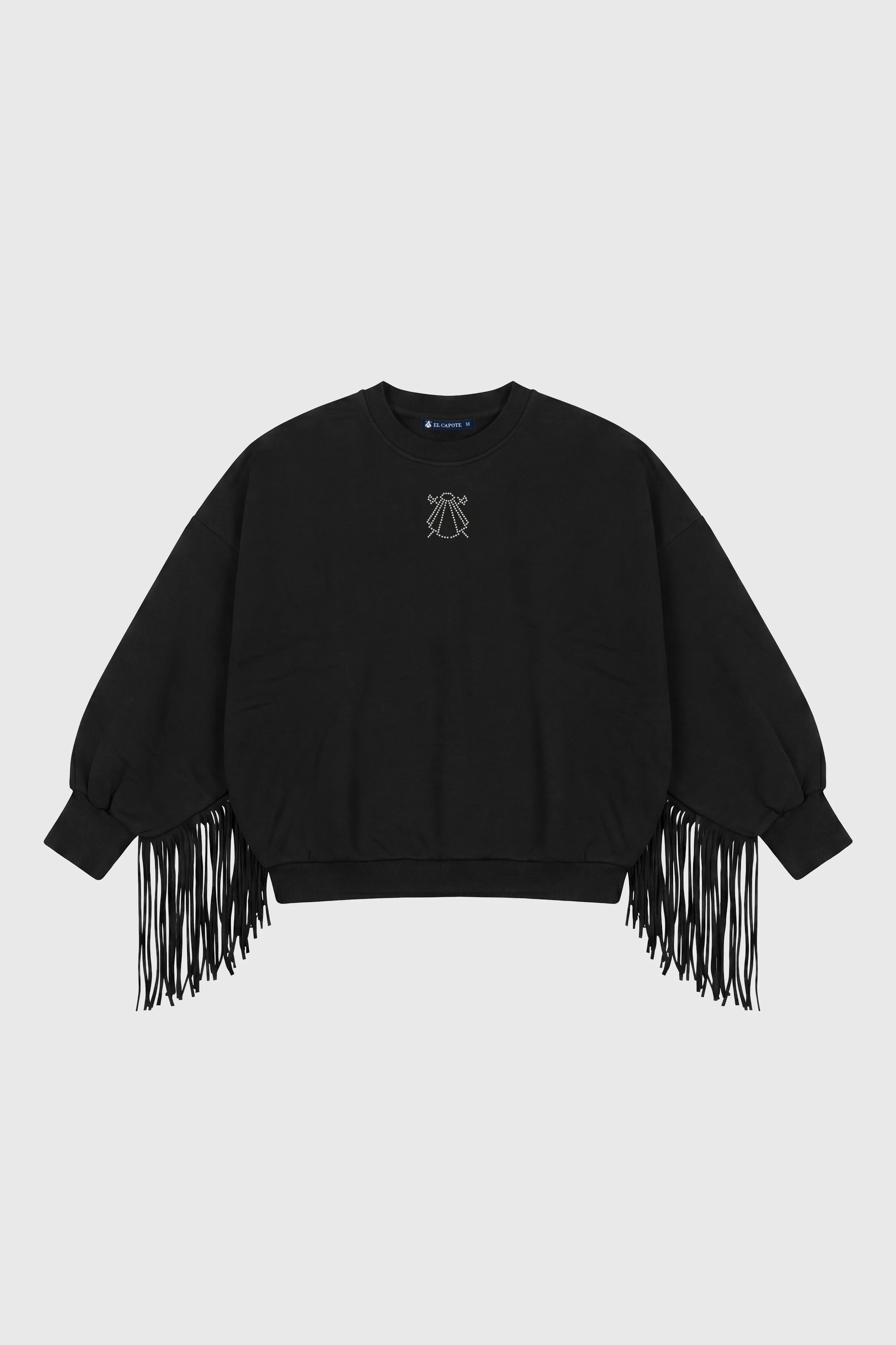 Sudadera Negra Flecos Mujer - Image 4
