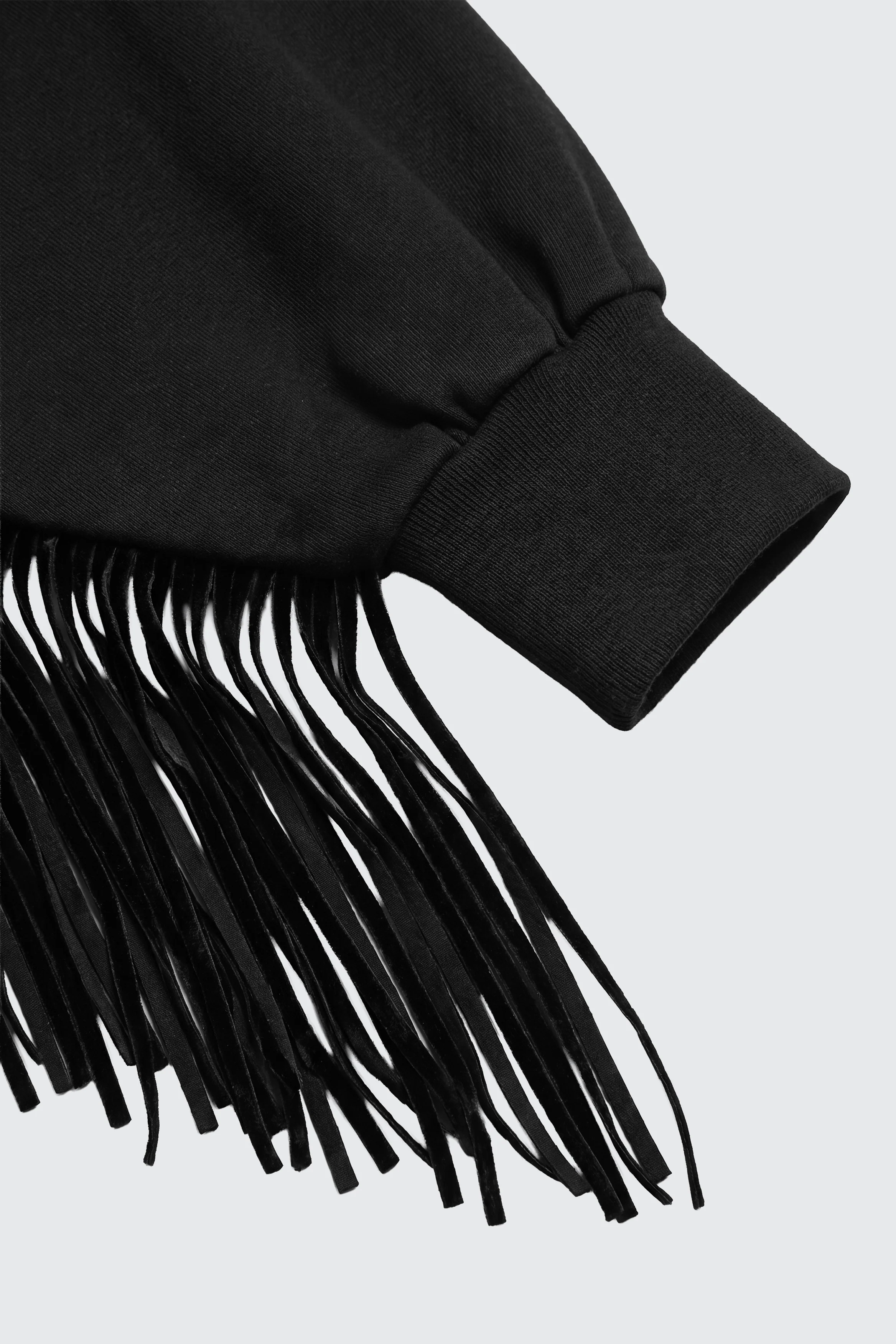 Sudadera Negra Flecos Mujer - Image 6
